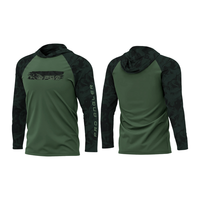 CAMISA DE PESCA MASCULINA POLIAMIDA COM CAPUZ - VERDE MILITAR - PRESA VIVA